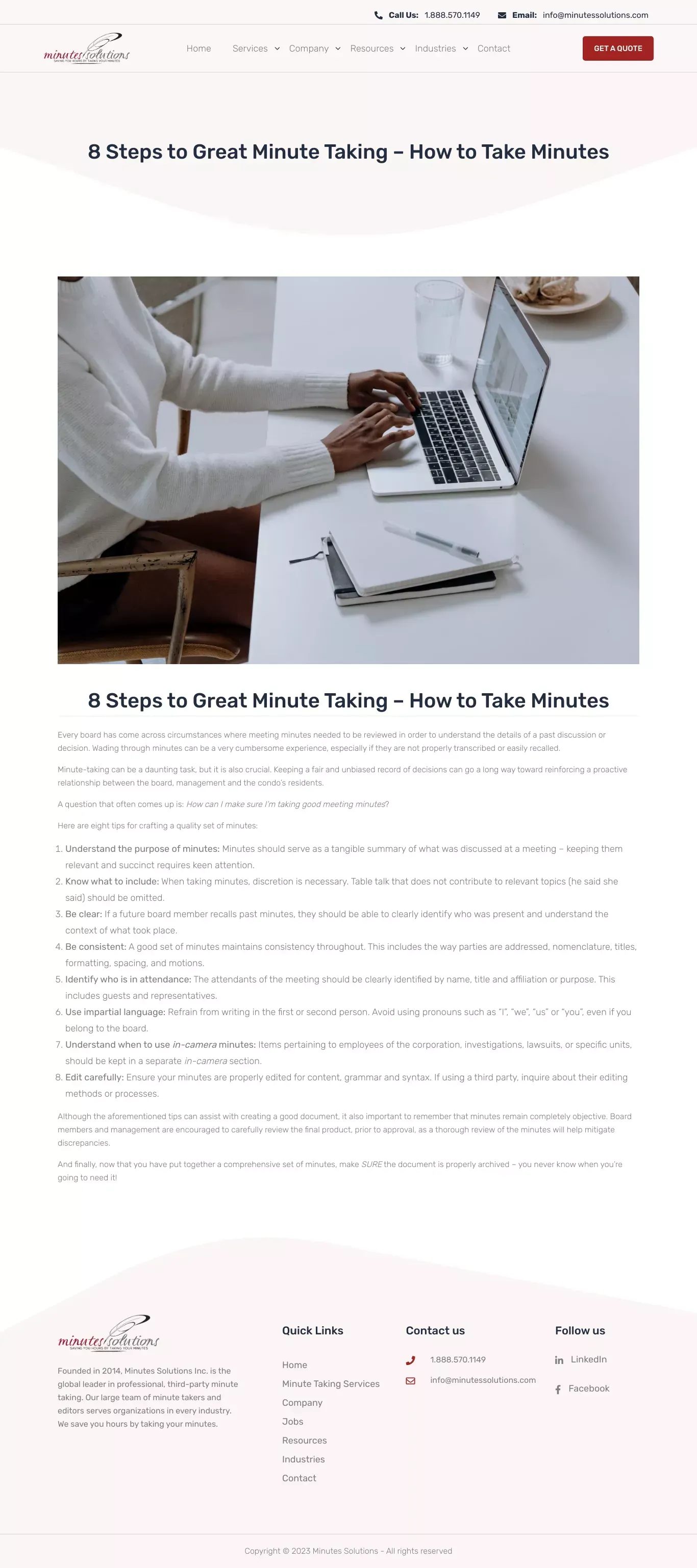 8 Steps to Great Minute Taking - How to Take Minutes - website design