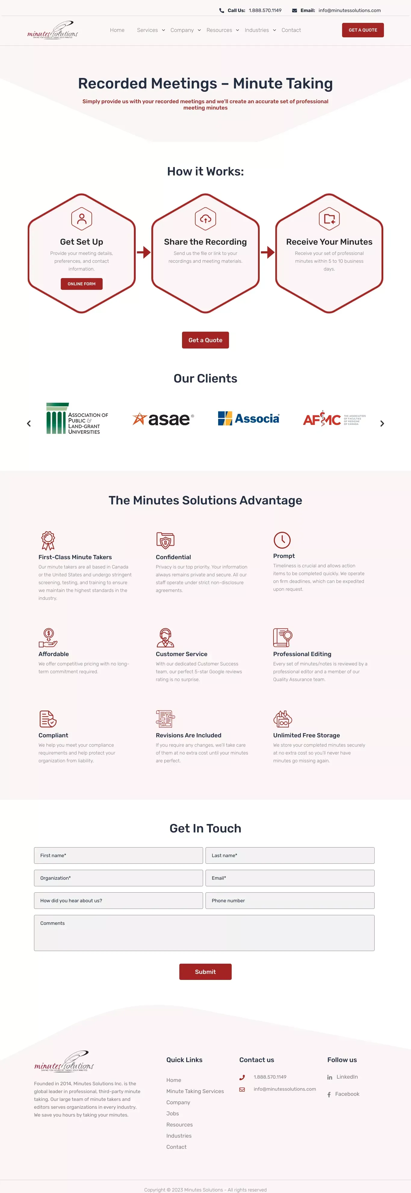 Recorded Meetings | Minutes Solutions Services - website design