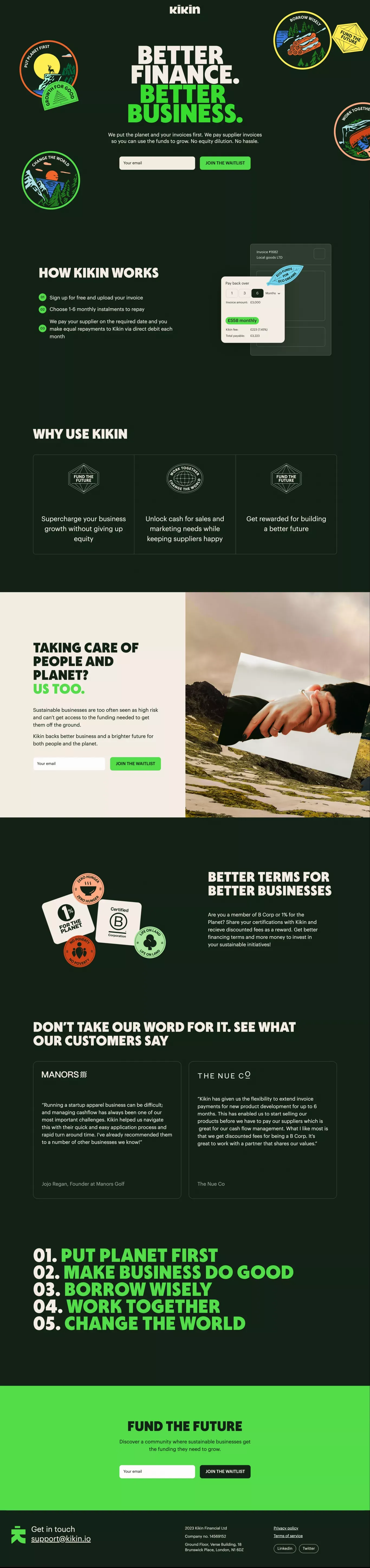 Kikin Finance - Landing design
