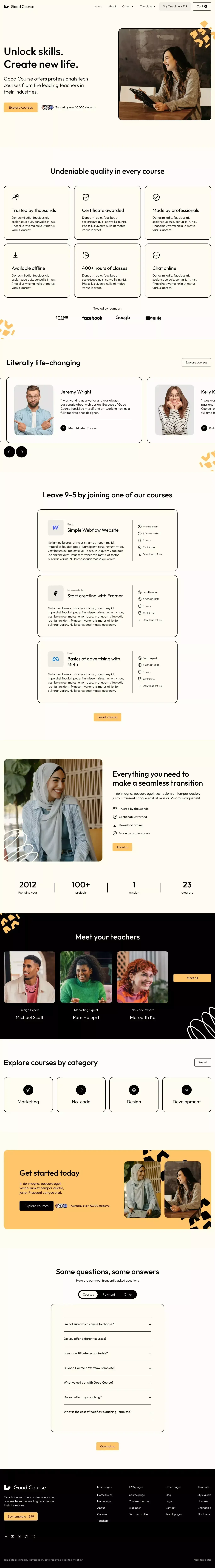 Good Course - Webflow Ecommerce website template - Template design