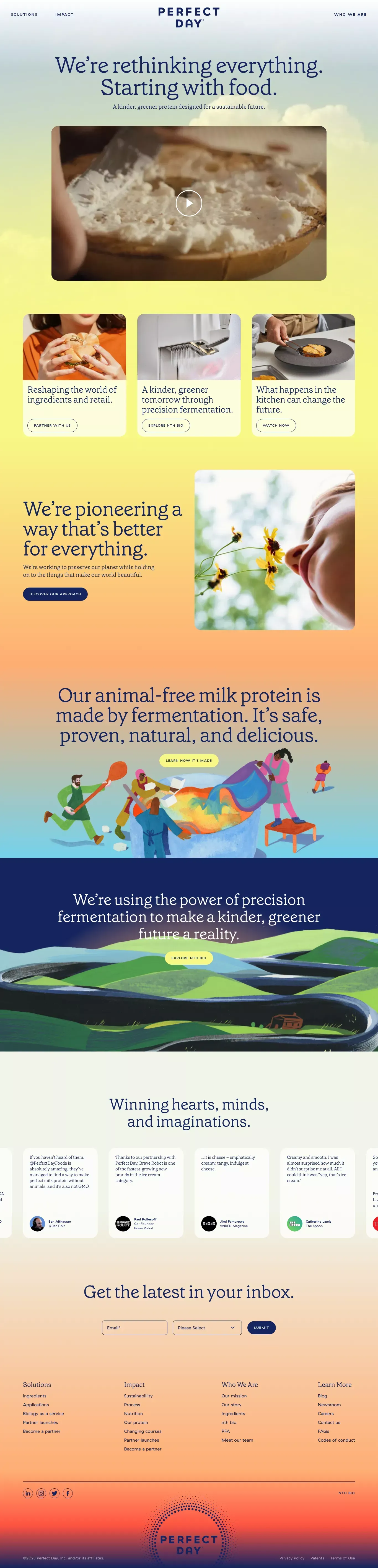 Sustainable Animal-Free Dairy & Protein - Perfect Day - Landing design