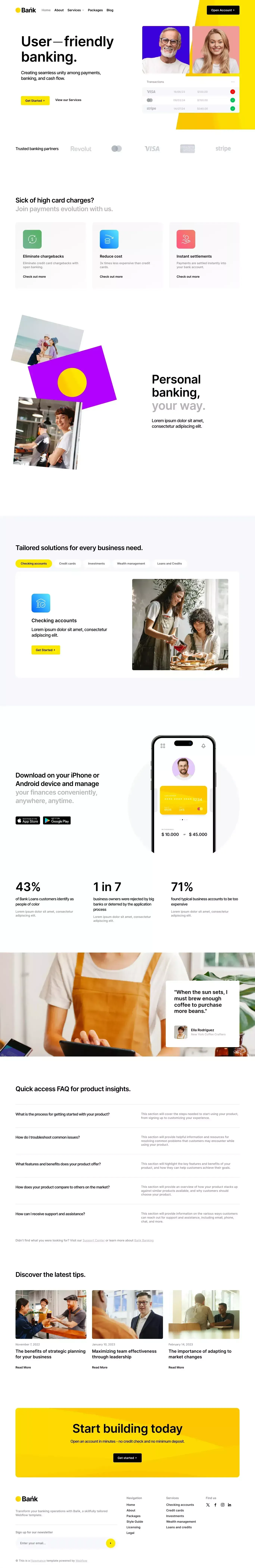 Bank - Webflow Ecommerce website template - website design