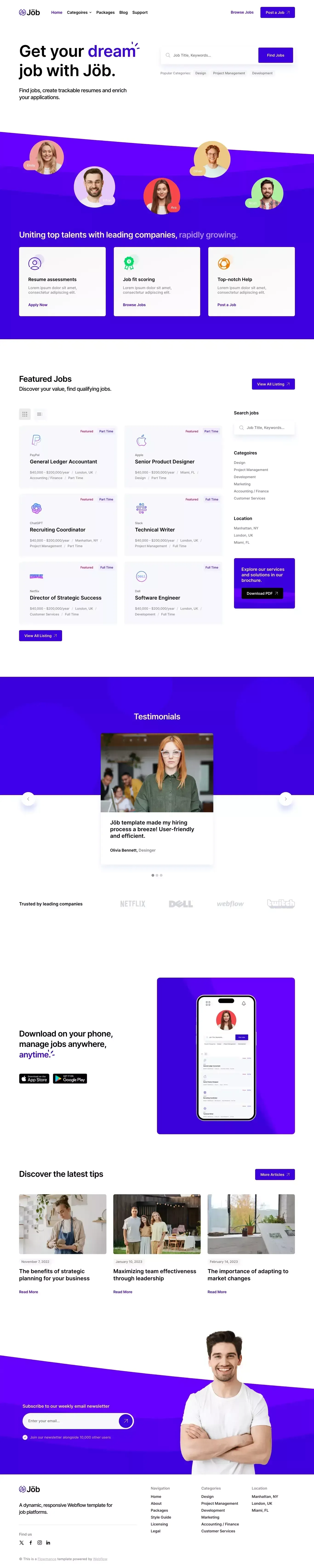 Jöb - Webflow Ecommerce website template - website design
