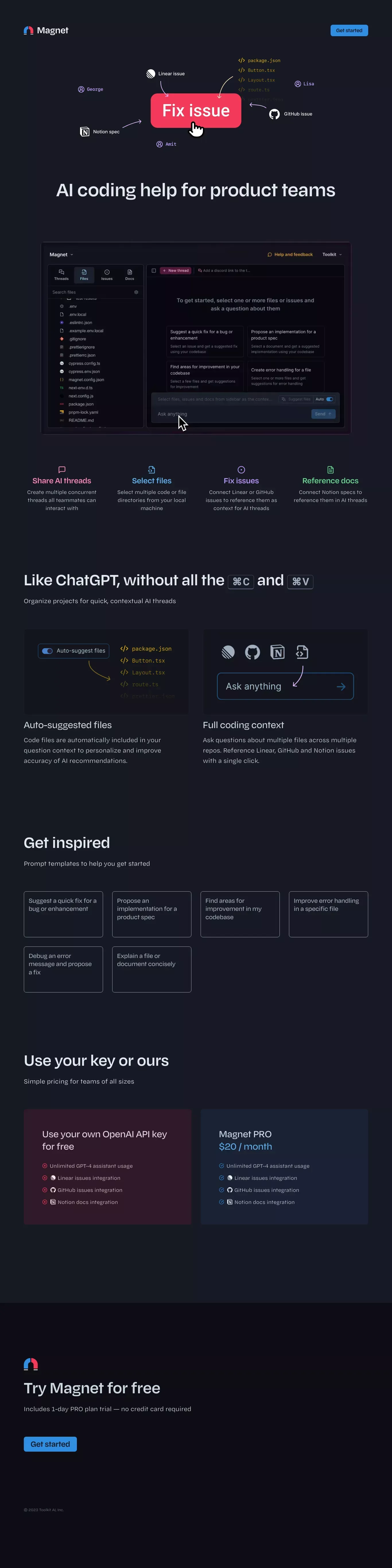 Expert AI coding assistant - Magnet - website design