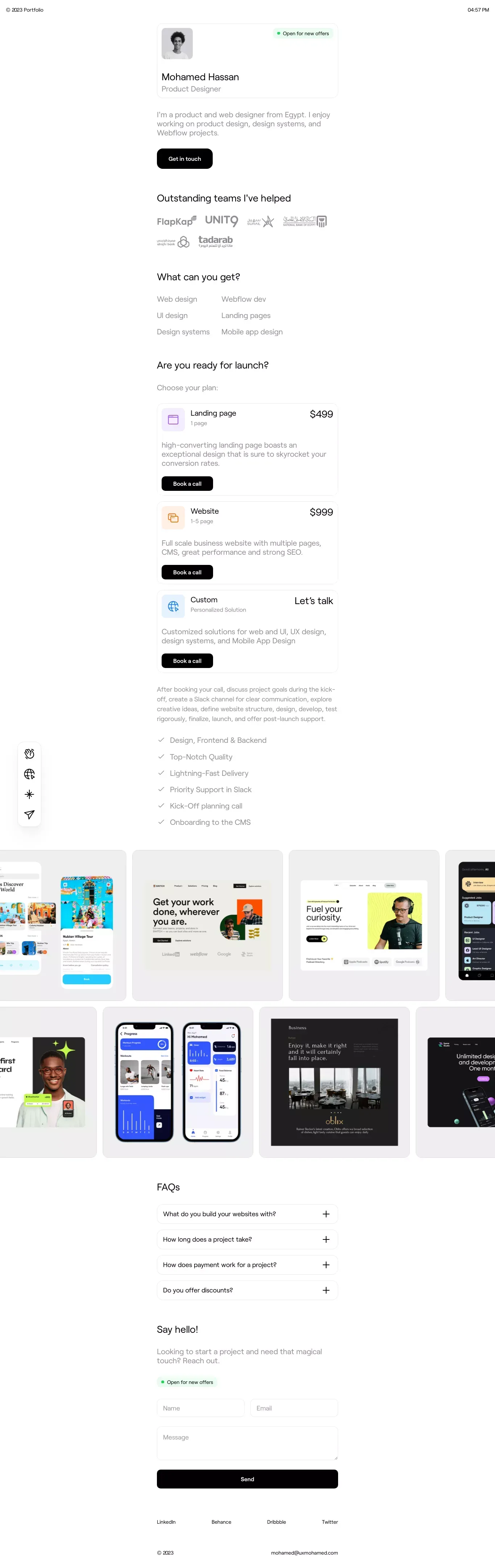 Mohamed Hassan — Product Designer - Portfolio design