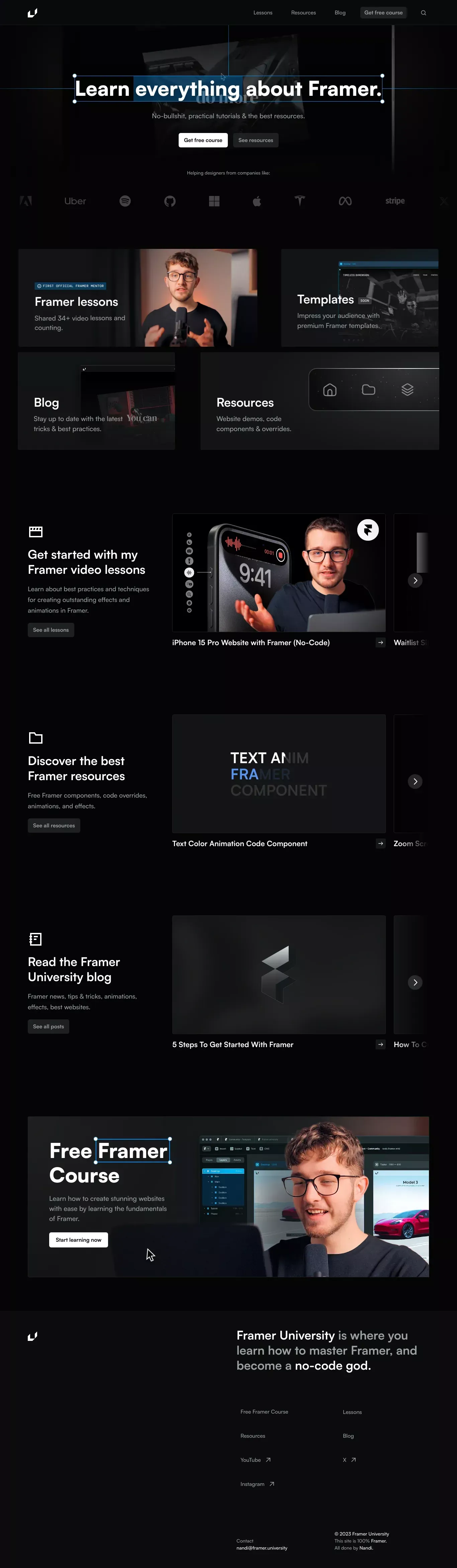 #1 Place to Learn Framer â Framer University - Landing design