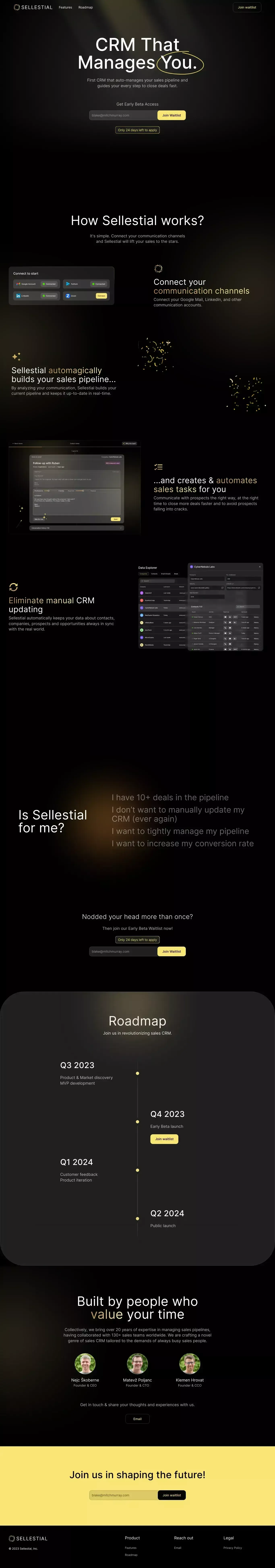CRM That Manages You ∙ Sellestial - website design