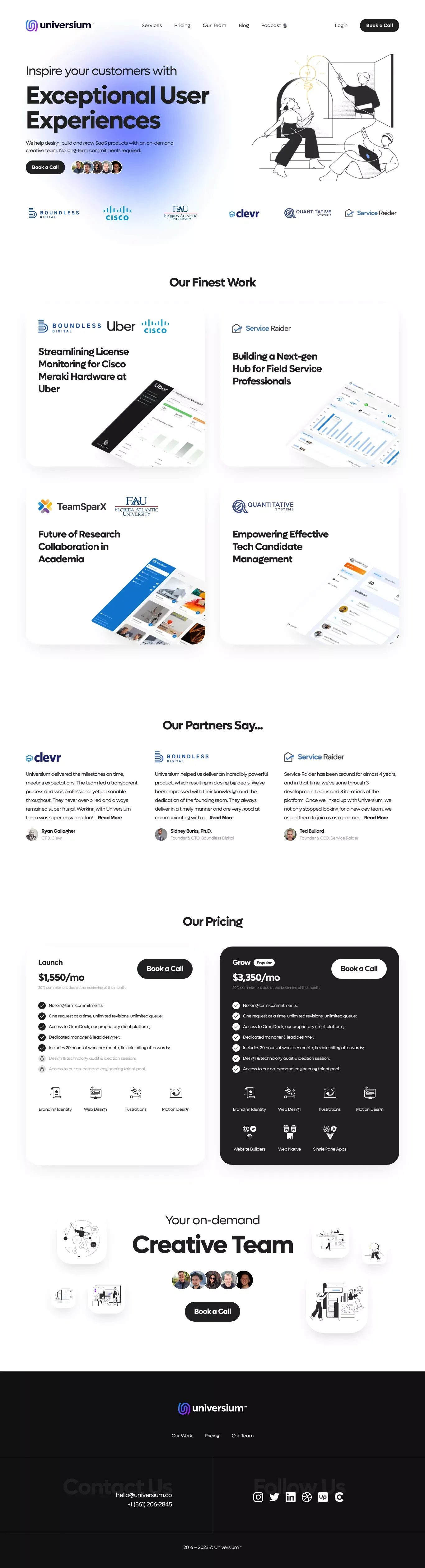 Universium™  — Empowering Bright Ideas - Landing design