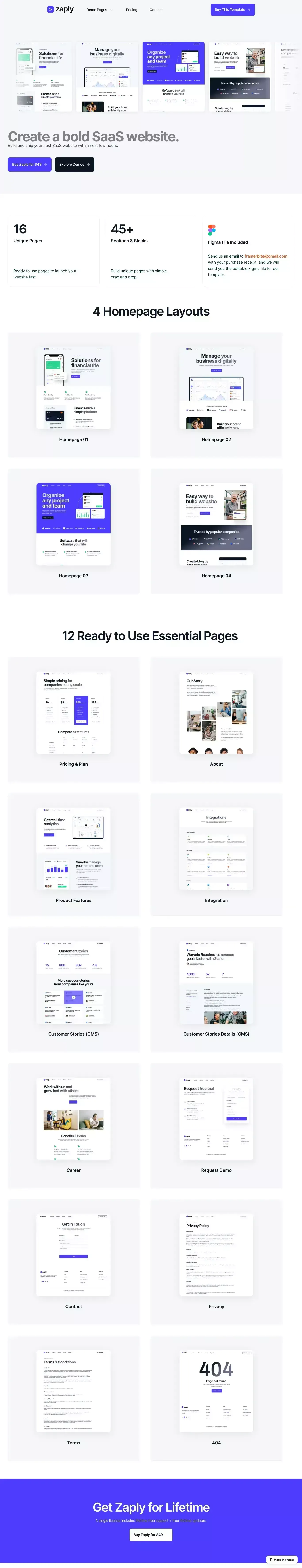 Zaply - Multi-layout Framer SaaS Template - Template design