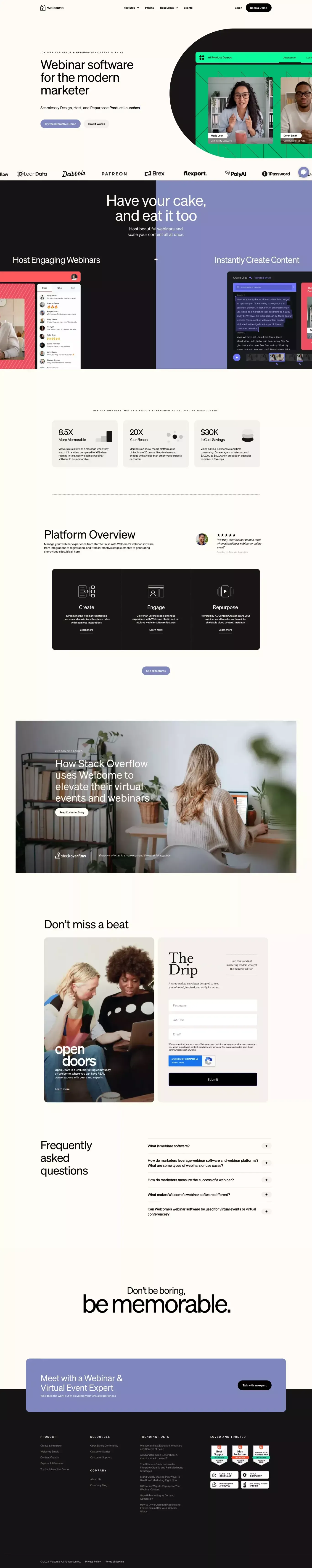 Welcome - Webinar Software for Marketers - Landing design