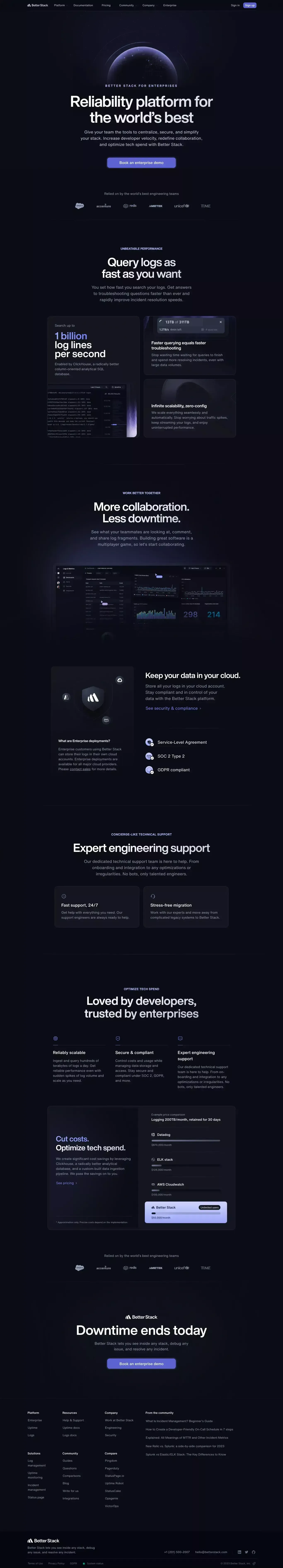 Enterprise | Better Stack - Landing design
