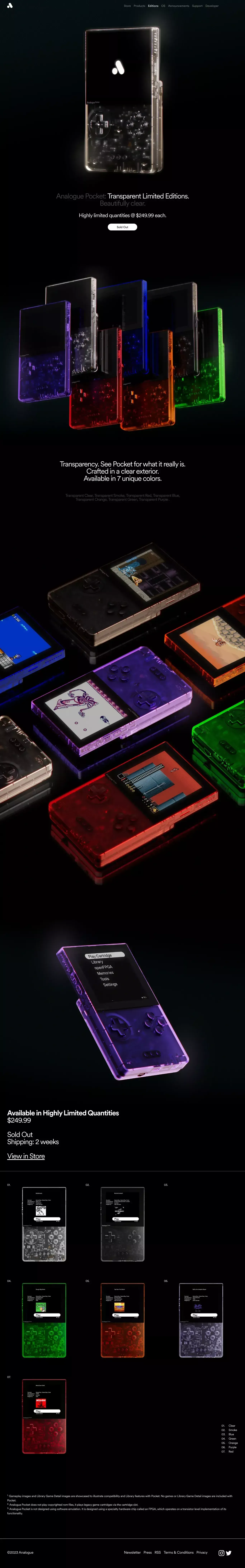 Pocket Transparent - Analogue - Landing design