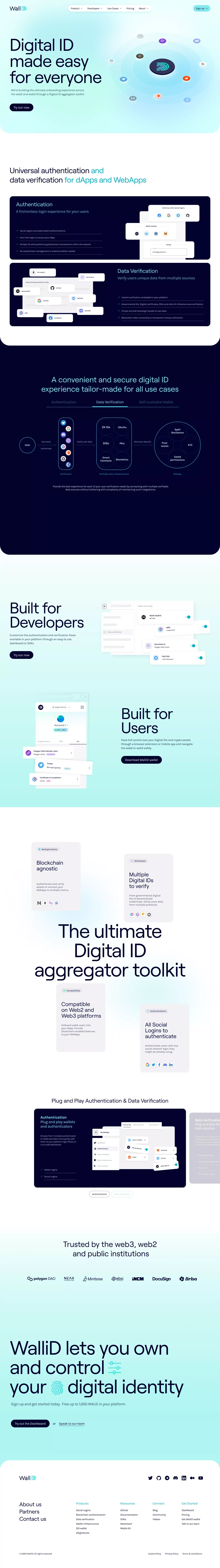 The ultimate onboarding experience across the web2 and web3 through a
      Digital ID aggregator toolkit | WalliD - Landing design