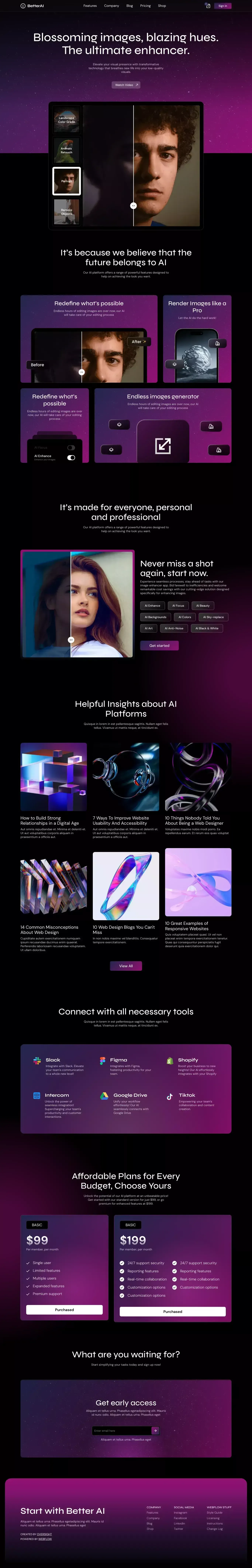 BetterAI - Webflow Ecommerce website template - Template design