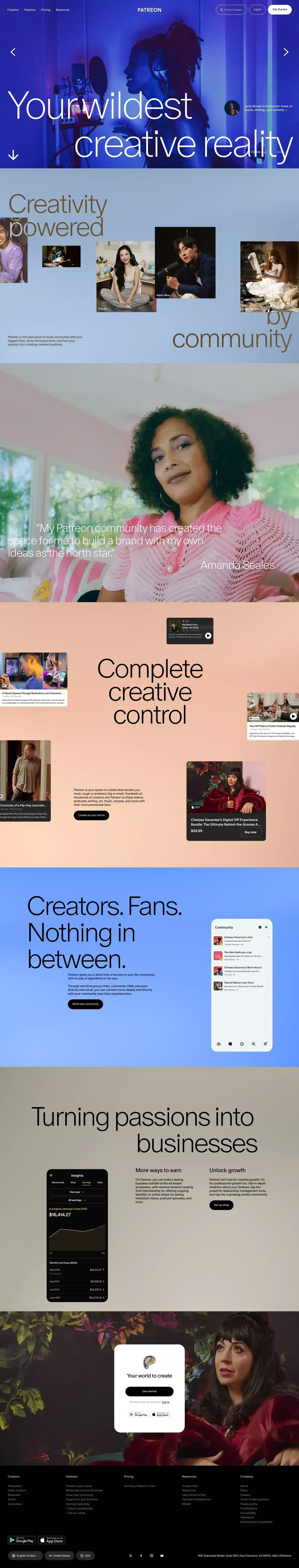 Patreon - Landing design