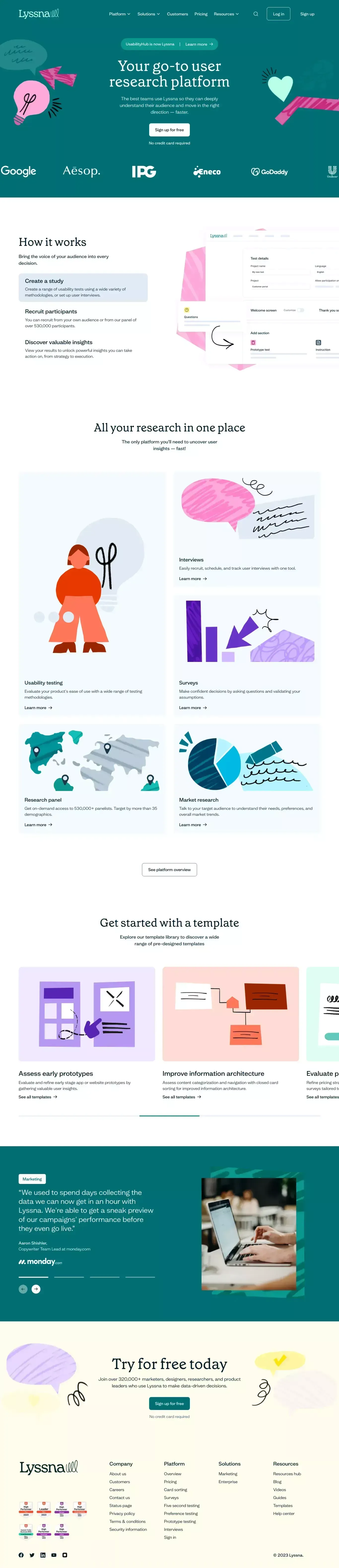 User Research & Usability Testing Platform | Lyssna - website design