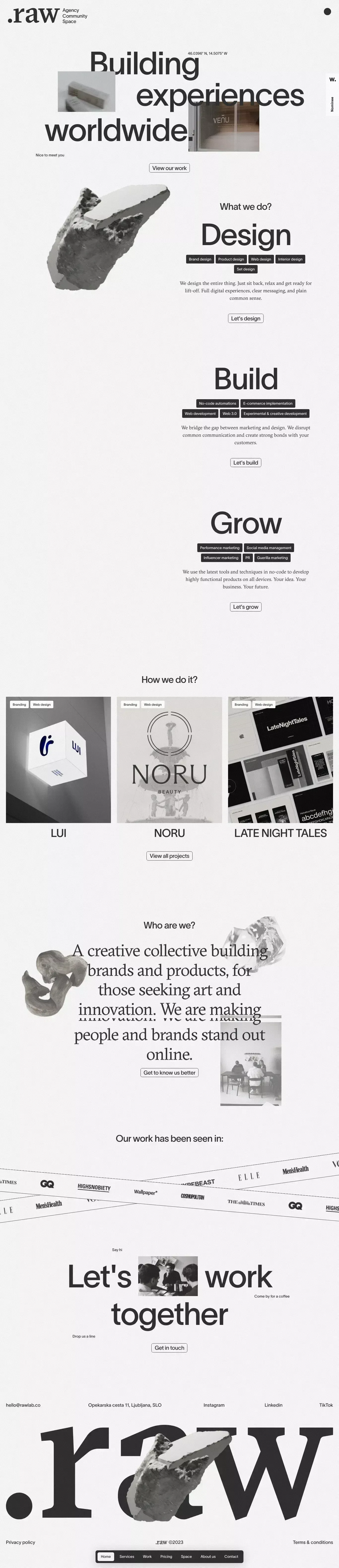 .raw | Branding & Marketing Studio - website design
