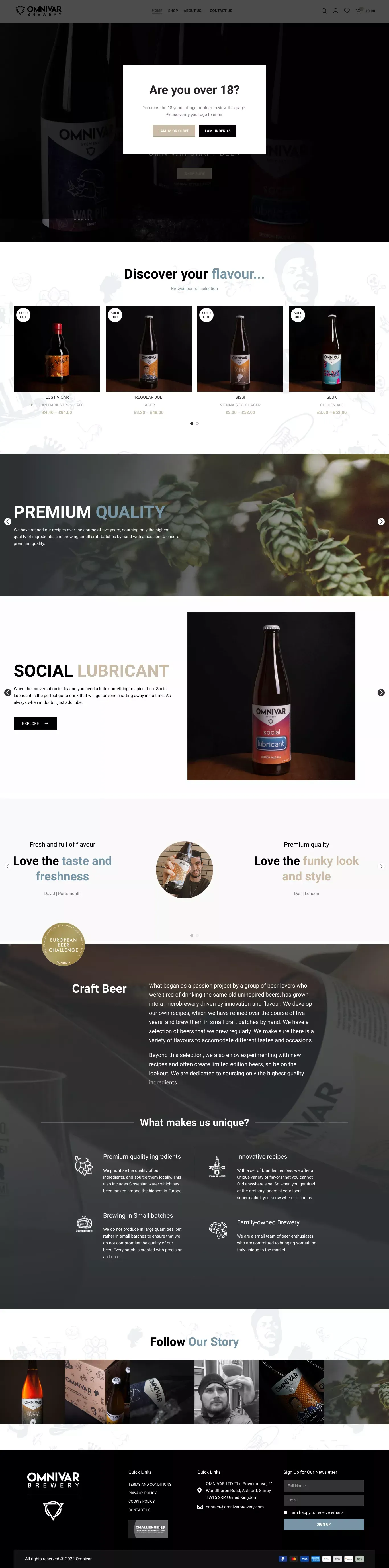 Omnivar Brewery - Ecommerce design