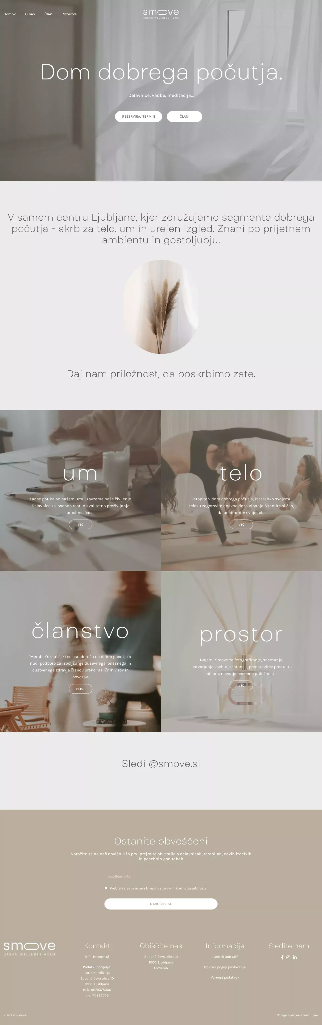 smove.si – smove | Urban wellness home. - Landing design