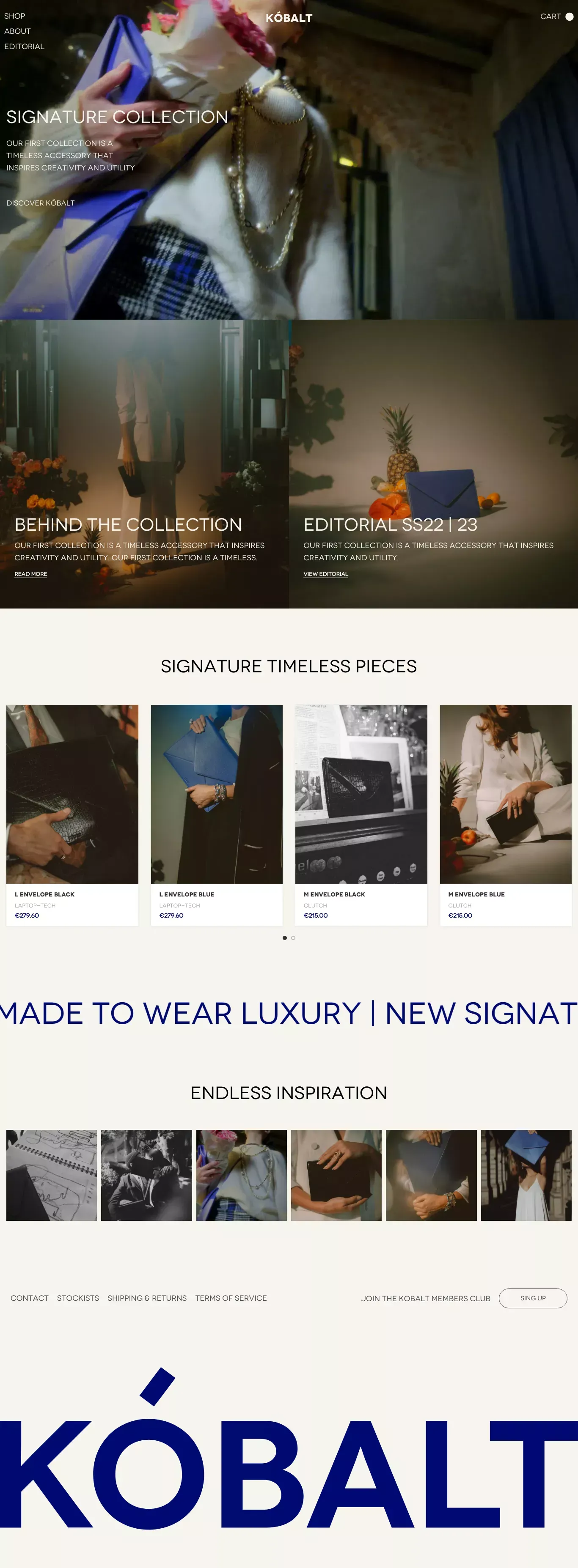KÓBALT – MADE TO WEAR LUXURY - Ecommerce design