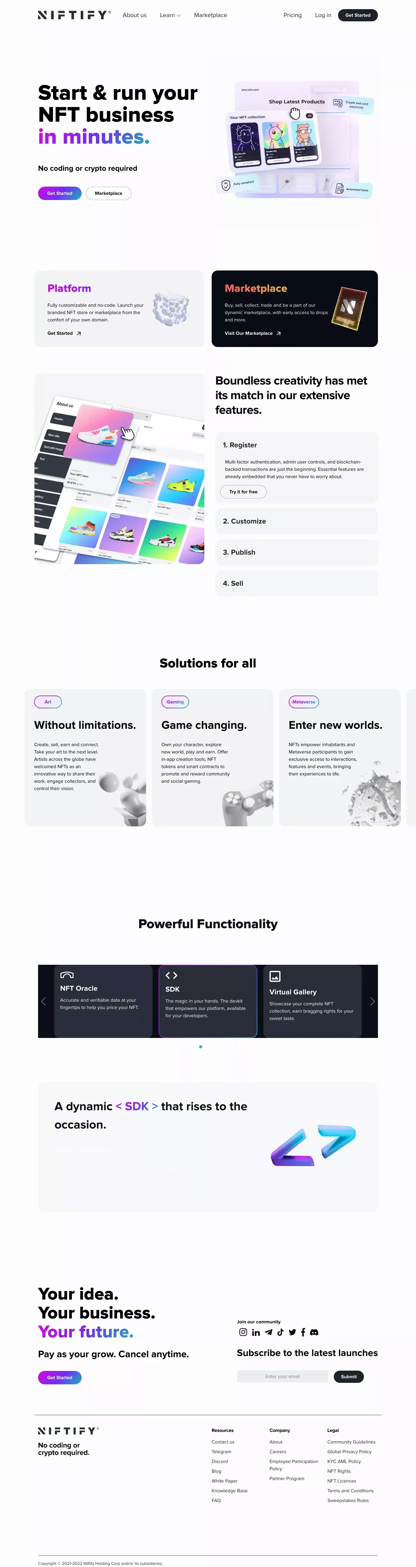Niftify.io - Landing design