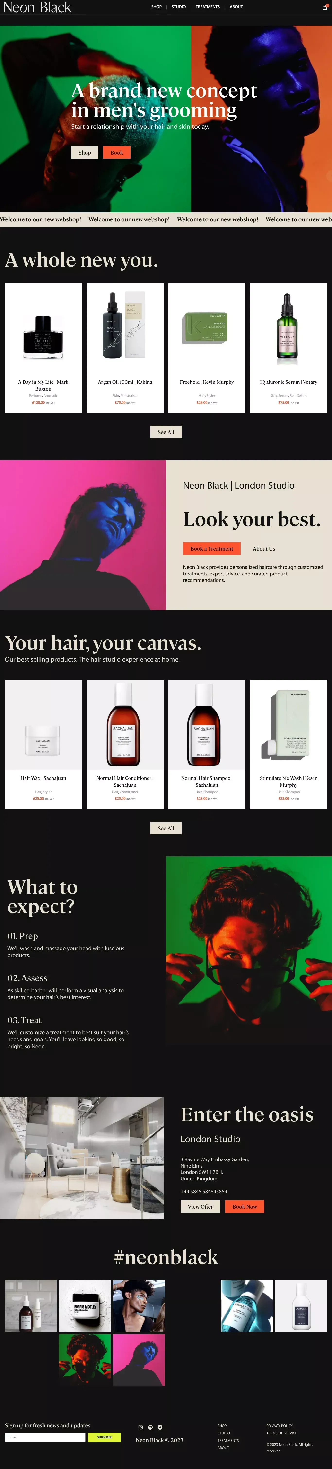 Neon Black – A brand new concept in men's grooming - Ecommerce design