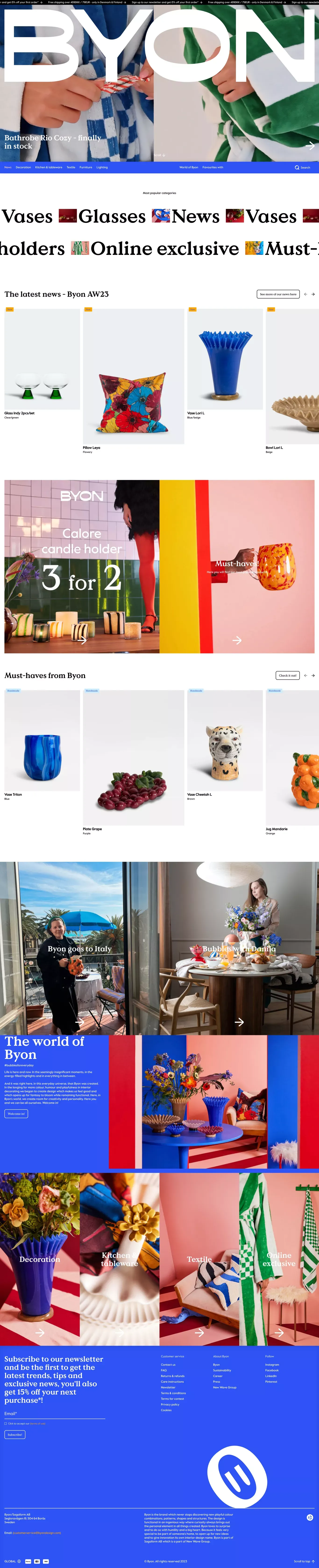 Home furnishings from Byon | Furnishing details for your home | Byon - Ecommerce design