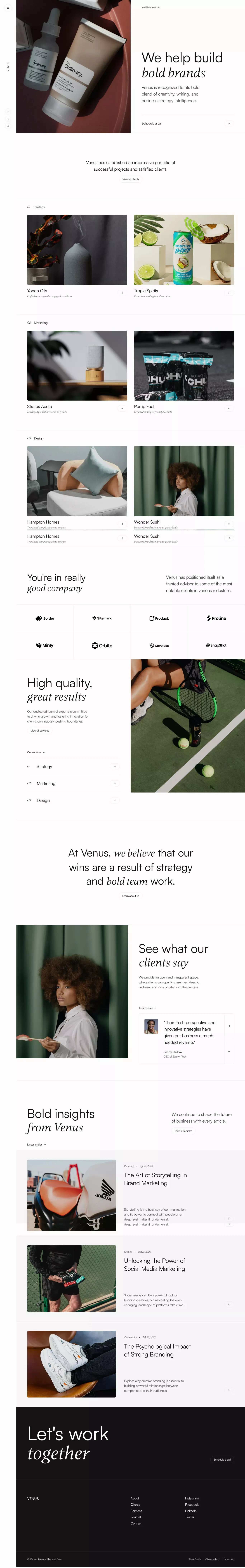 Venus - Webflow HTML website template - Template design