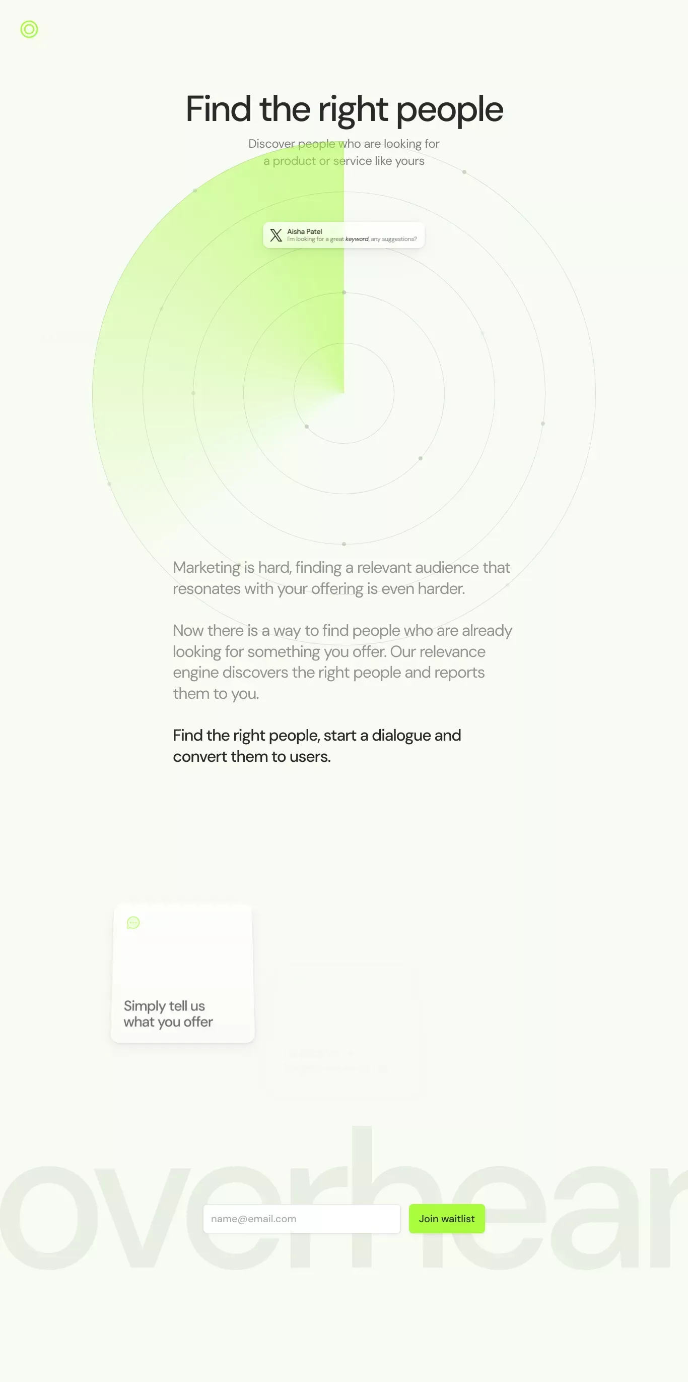 Overhear - website design