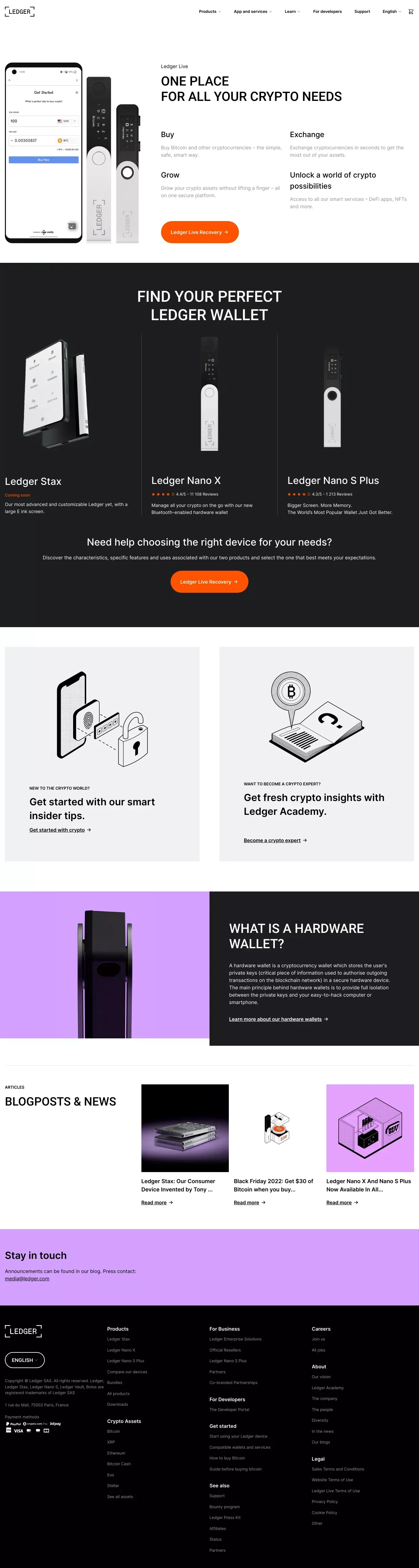 Ledger Wallet - State-of-the-art security for crypto assets | Ledger - website design