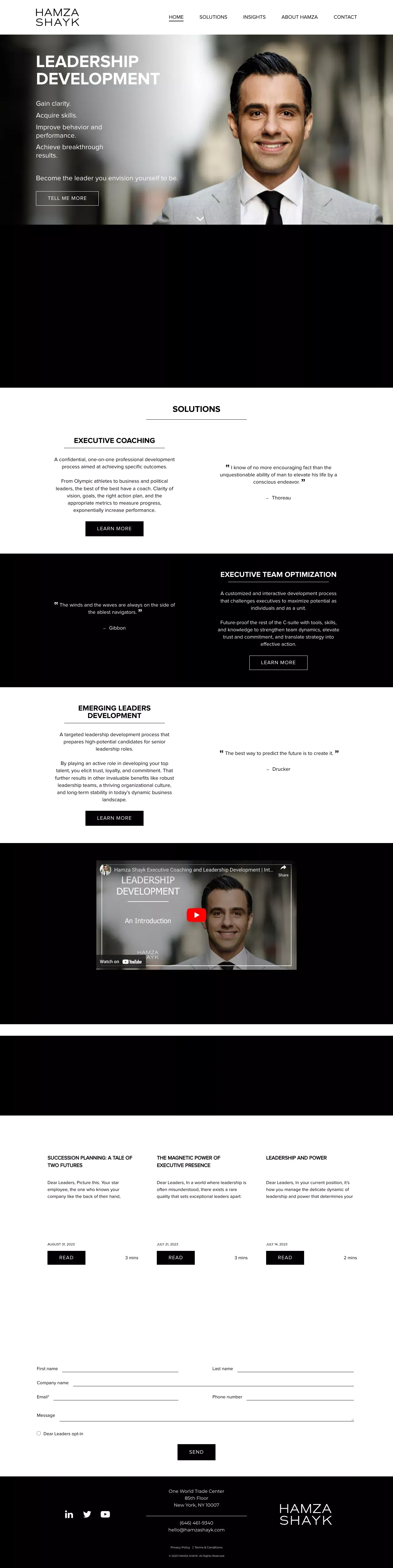 Hamza Shayk - Executive Coaching & Leadership Development - Landing design