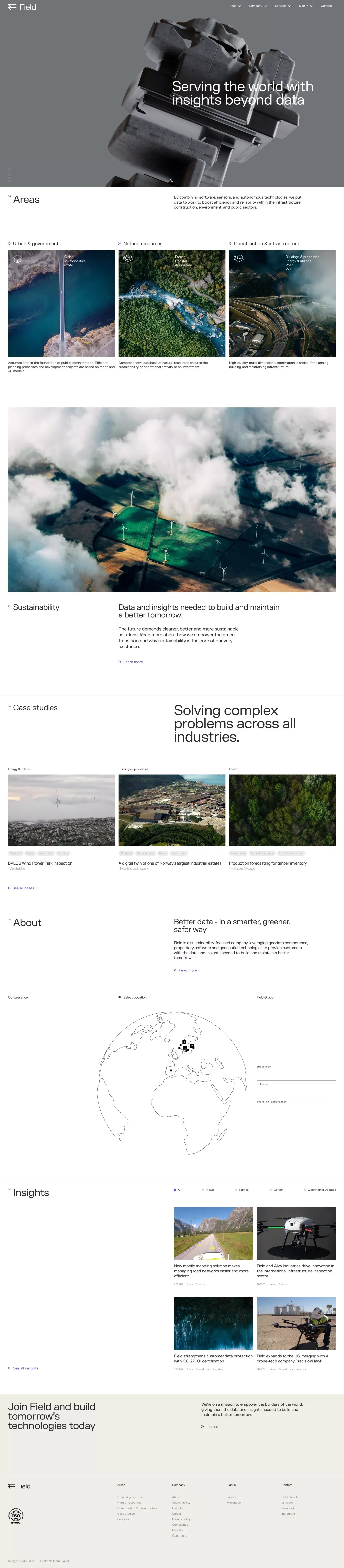 Serving the world with insights beyond data | Field - Landing design