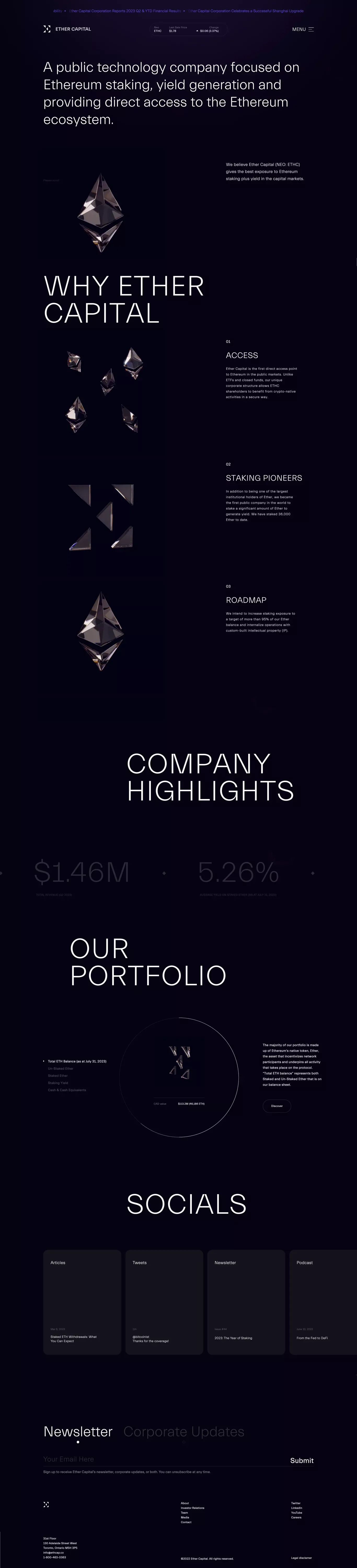 Ether Capital - Landing design