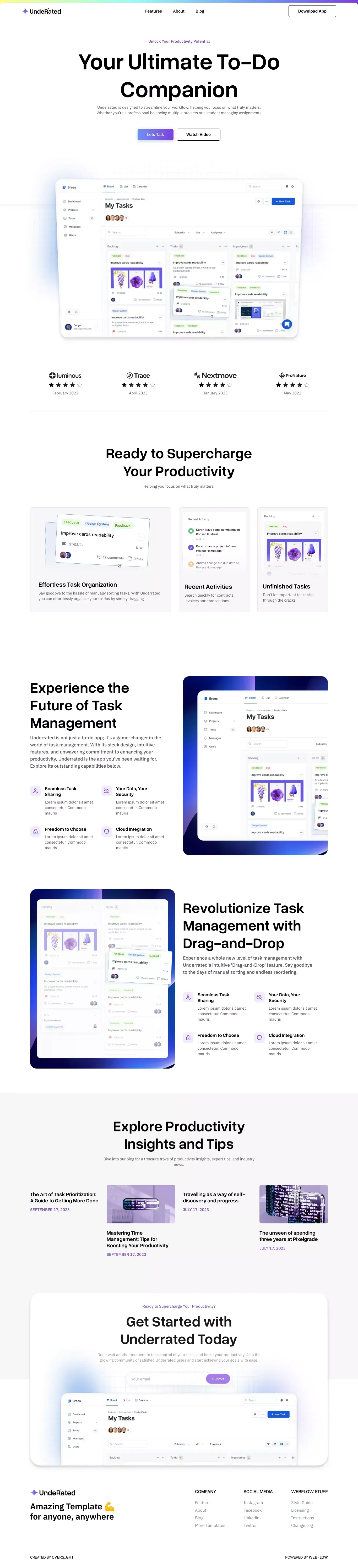 Underrated - Webflow HTML website template - Template design