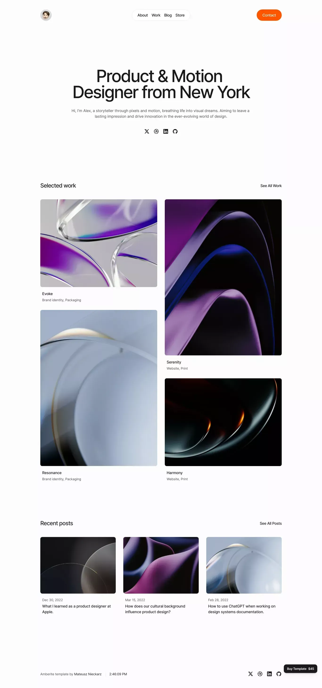 Amberite - Elegant Framer Website Template - website design