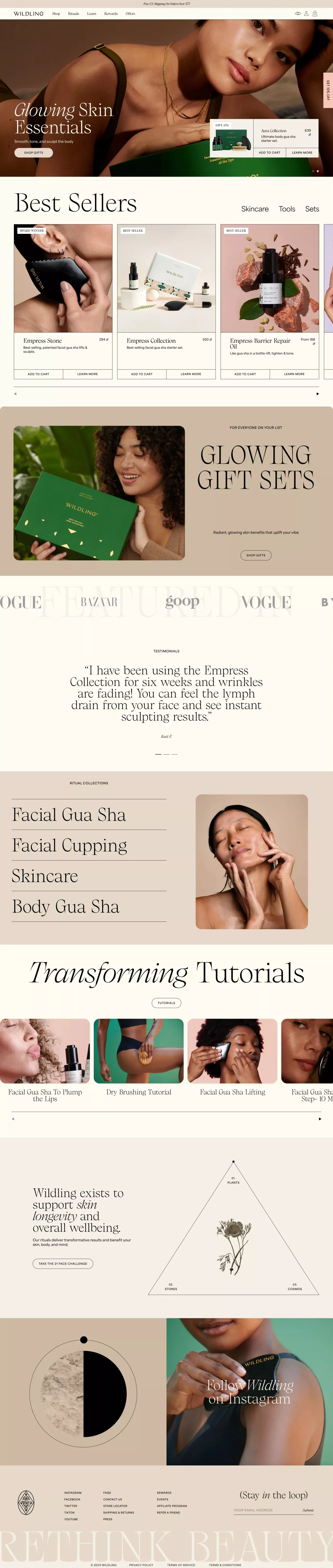 Wildling: Gua Sha Tools & Vegan, Cruelty-Free Skincare - Ecommerce design