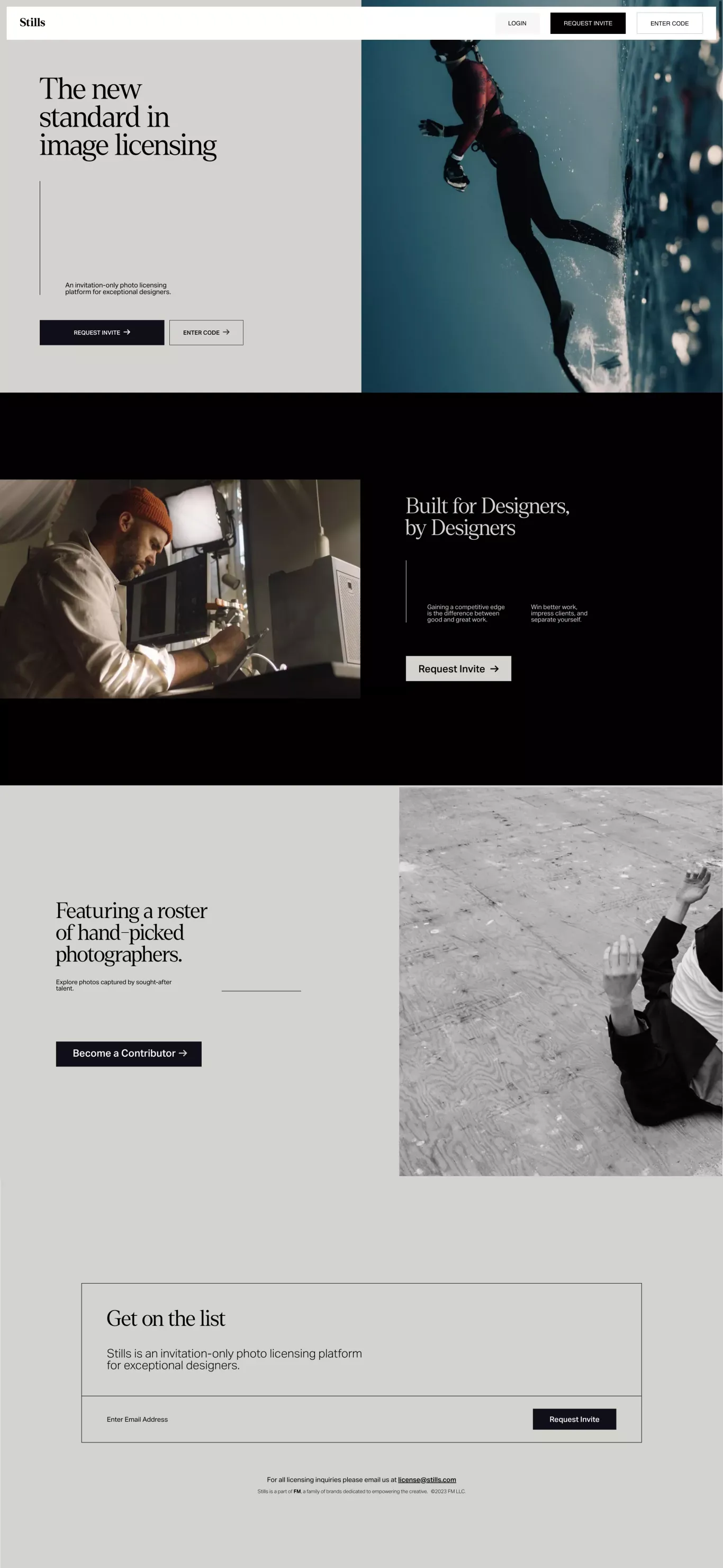 Introducing Stills: A new way for contributors to license photos. - Landing design