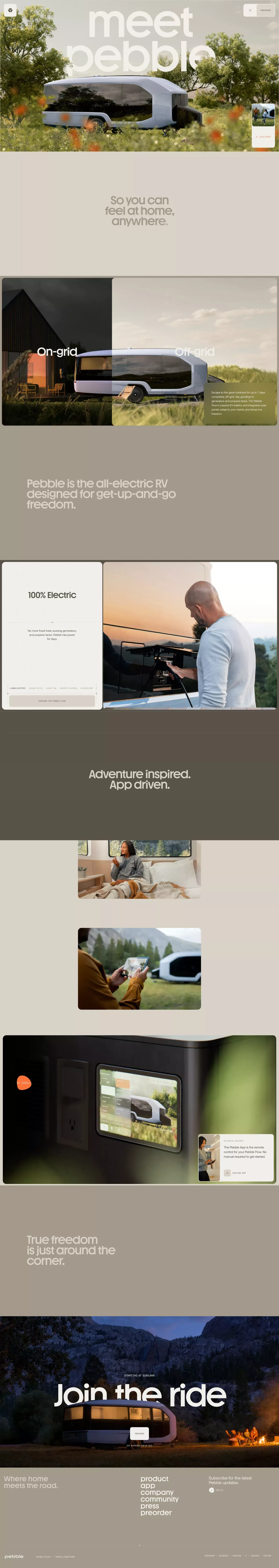 Pebble | Where Home Meets the Road - Landing design