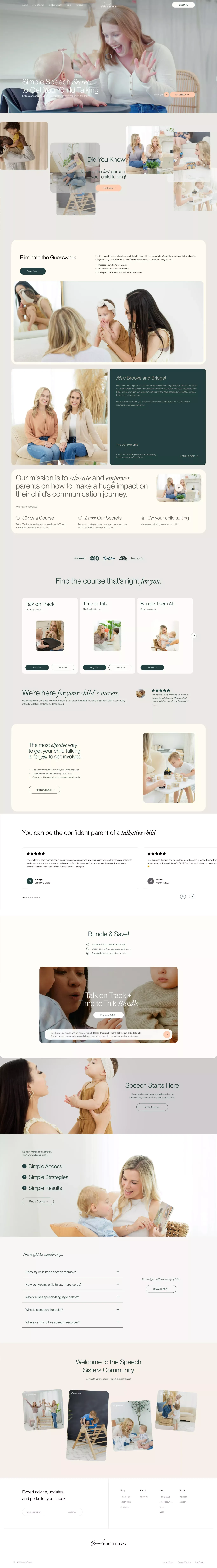 Speech Sisters - Speech Therapy Courses to Help Get Your Child Talking - Landing design