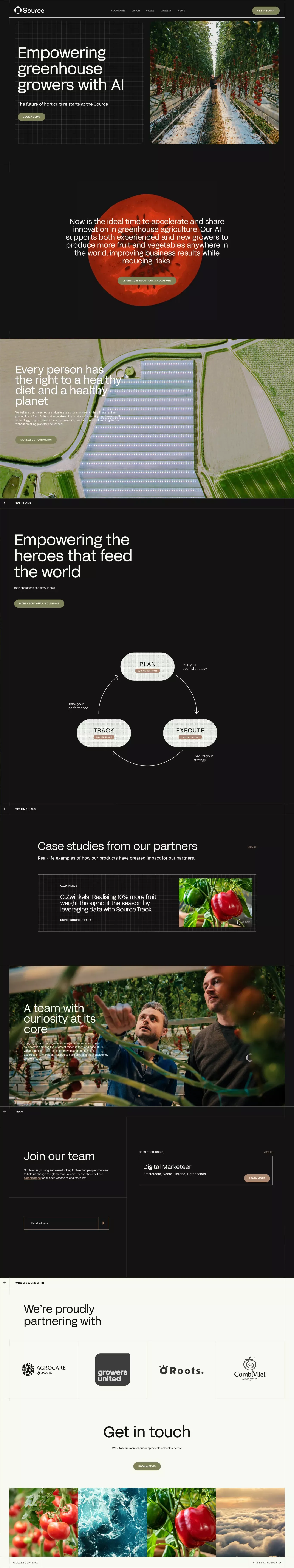 Source.ag Empowering greenhouse growers with AI - Landing design