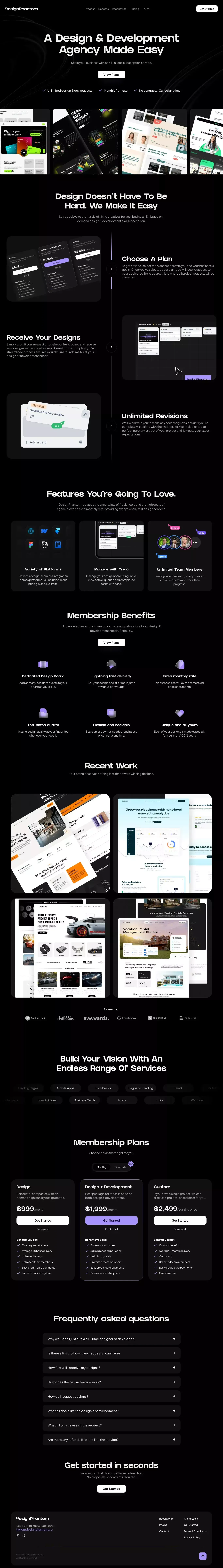 Design Phantom - All-In-One Design & Development Subscription Service - Landing design
