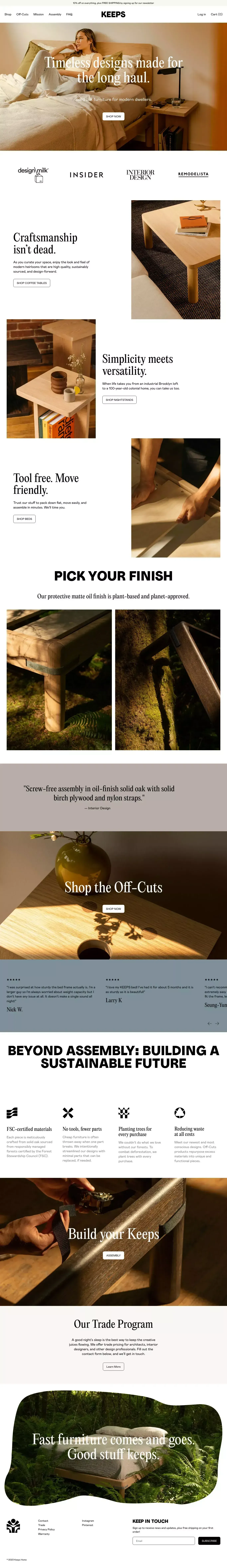 Keeps Home – Solid oak furniture for modern dwellers. - Landing design