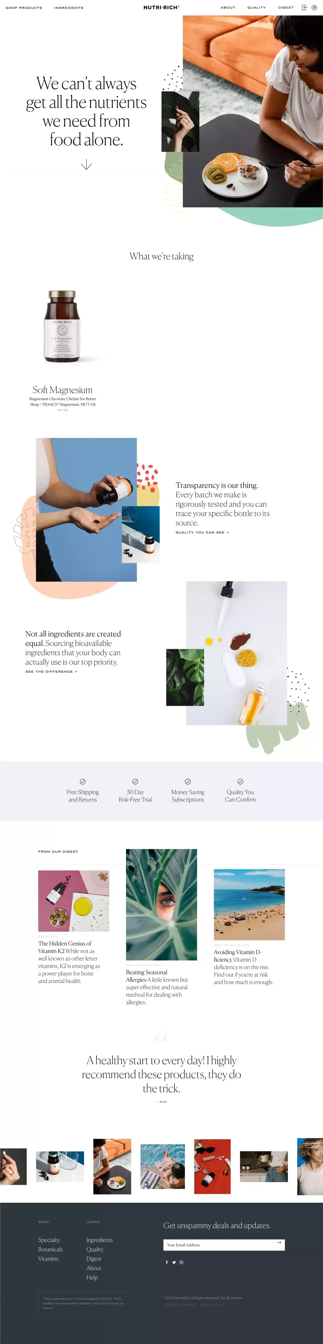 Nutri-Rich | Better Vitamins - Landing design