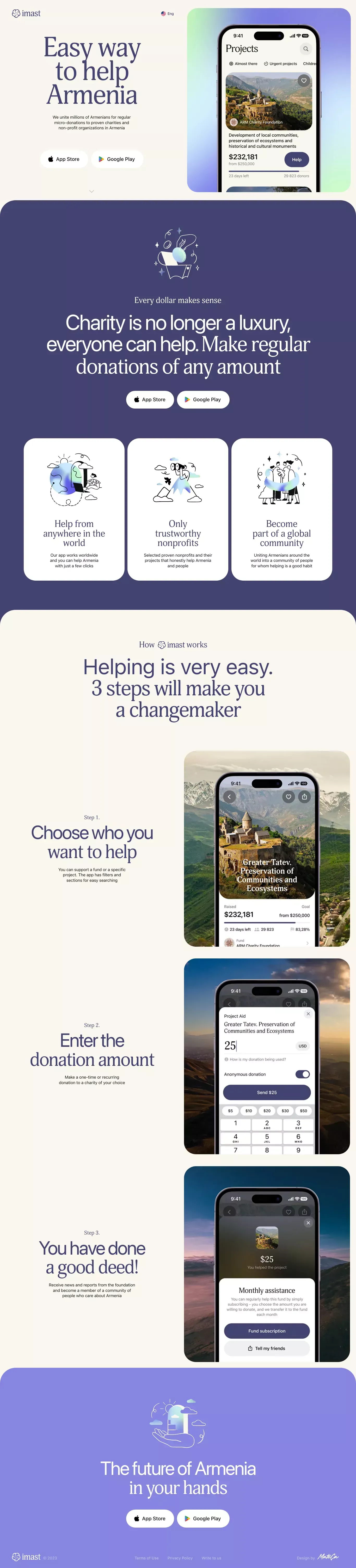 IMAST — Easy way to help Armenia - Landing design