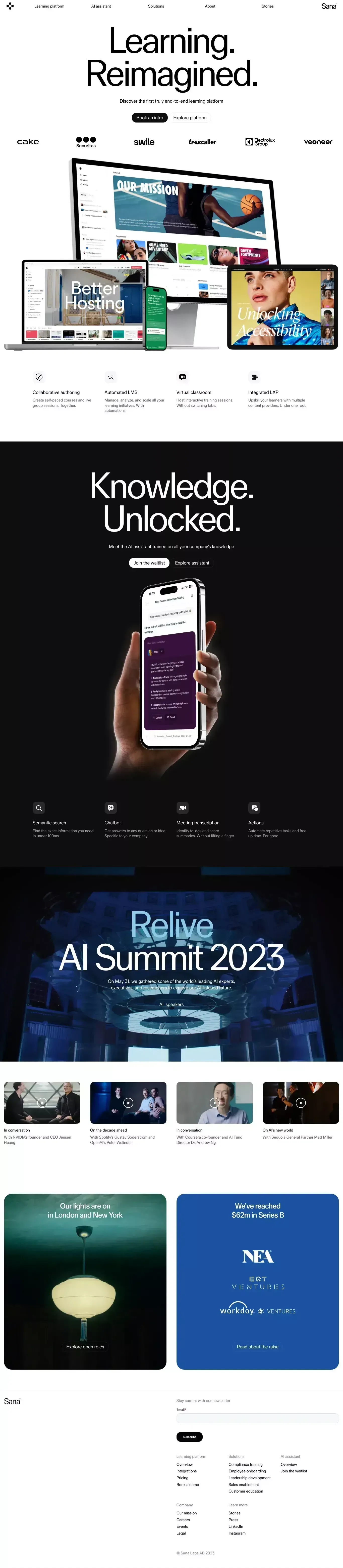 Augmenting human intelligence | Sana - Landing design