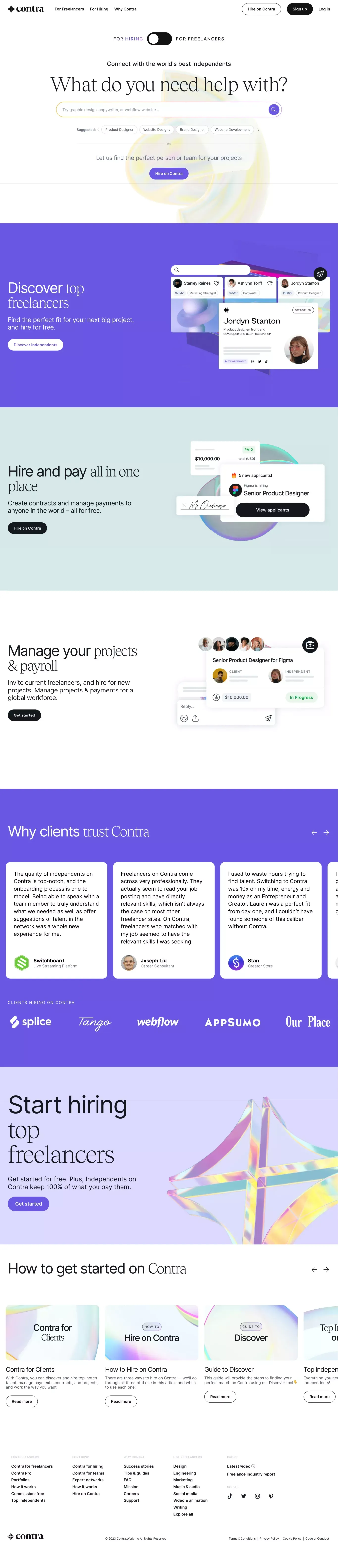 Freelance Marketplace: Commission-Free | Contra - Landing design