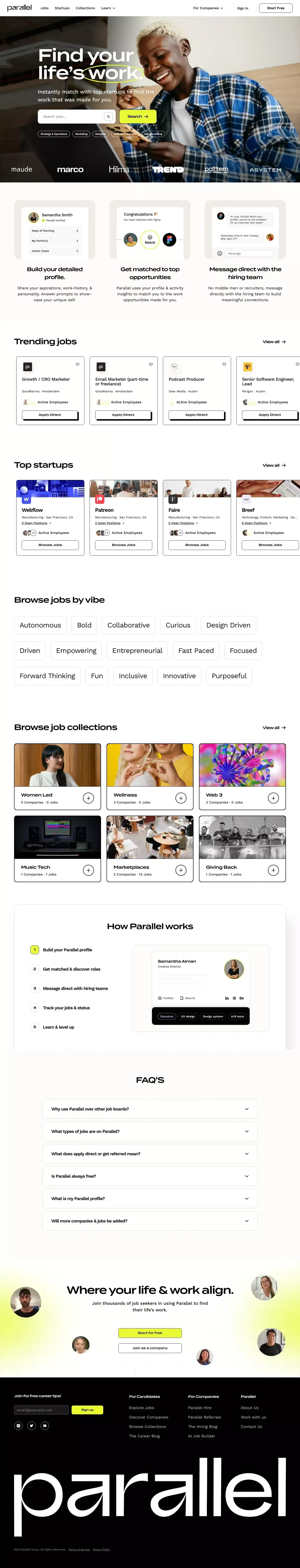 Find your life's work. - Landing design