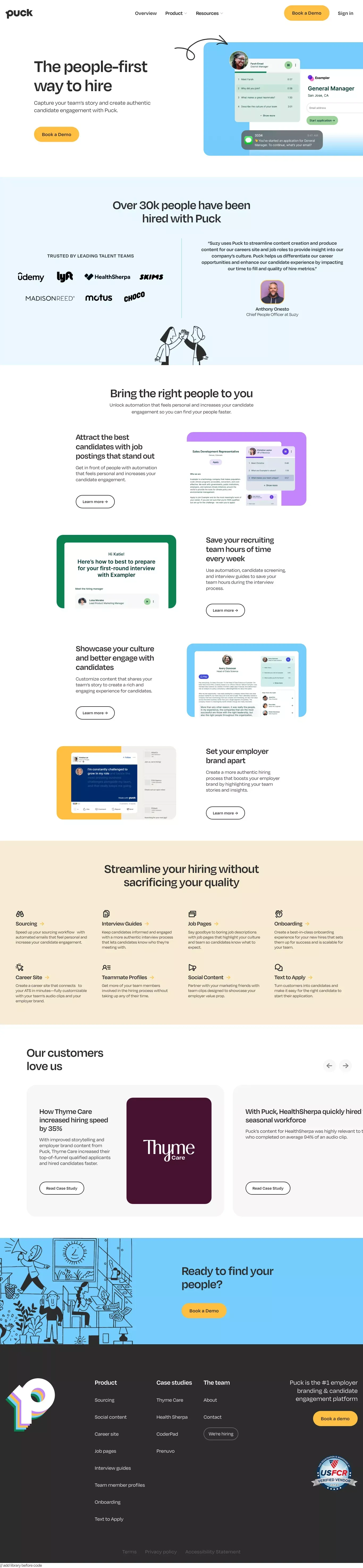 Puck - Find your People - Landing design