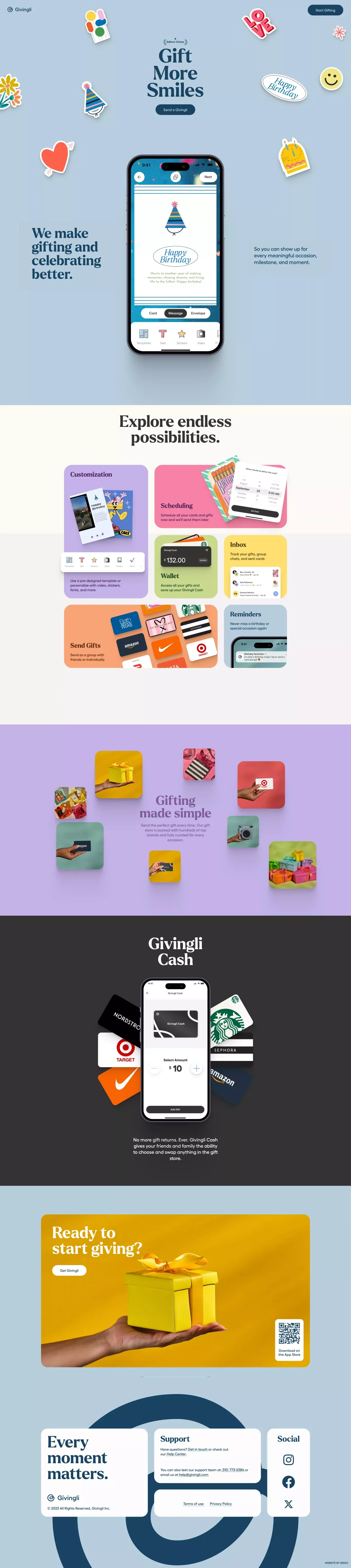 Givingli - Level Up Your Gifting - Landing design