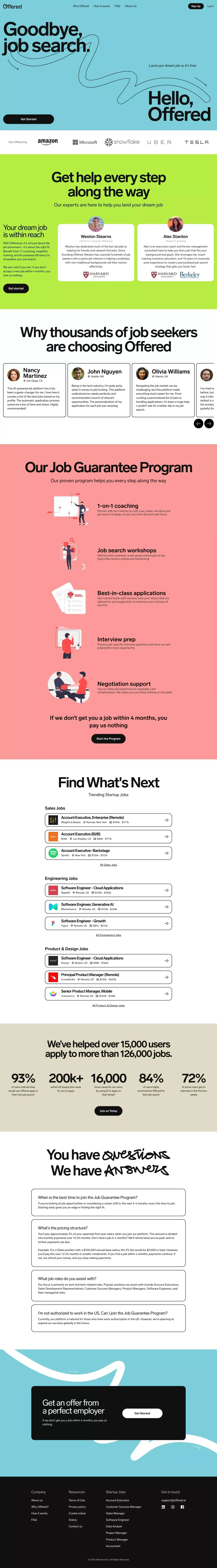 Accept an offer at a great company with ease, or it's free. - Landing design